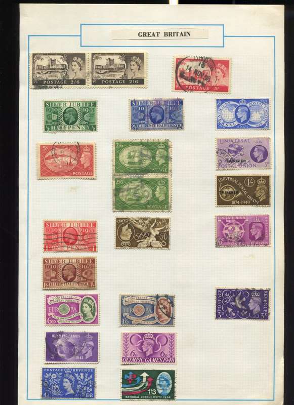 Great Britain - 22 Stamps Mounted on Old Album Page