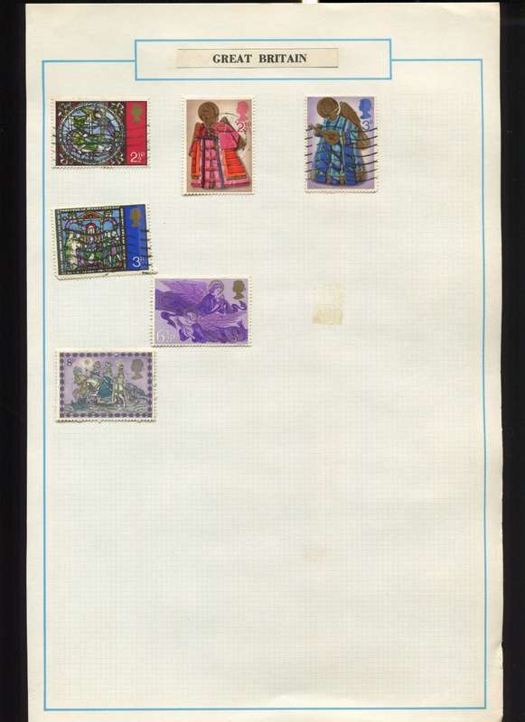 Great Britain - 6 Stamps Mounted on Old Album Page