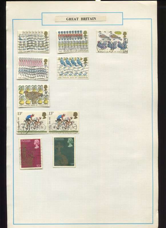 Great Britain - 10 Stamps Mounted on Old Album Page