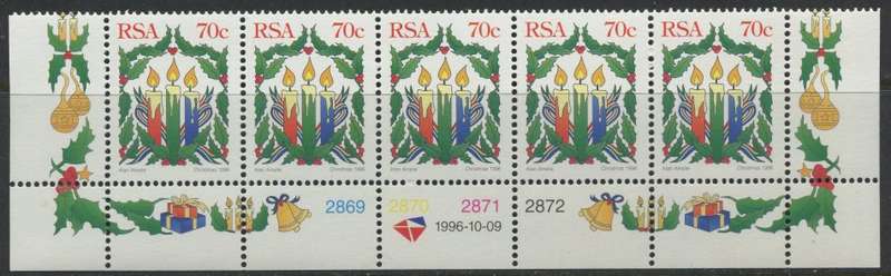 RSA - Control Strip of 5 - 1996 - MNH