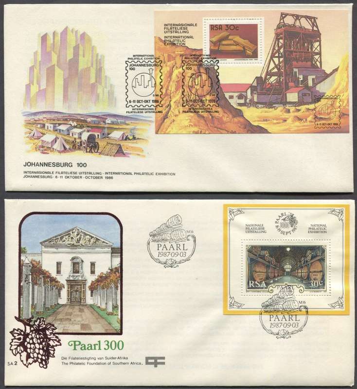 RSA - 20 Miniature Sheet FDC s in Album - no S 1 to 16 And foundation No 1,2,3,5 - All Unaddressed