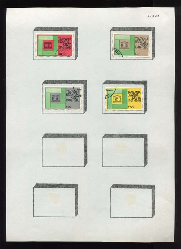 KUT - 4 Stamps Mounted on Old Album Page