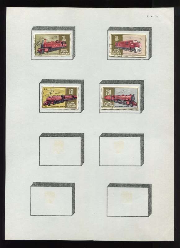 KUT - 4 Stamps Mounted on Old Album Page
