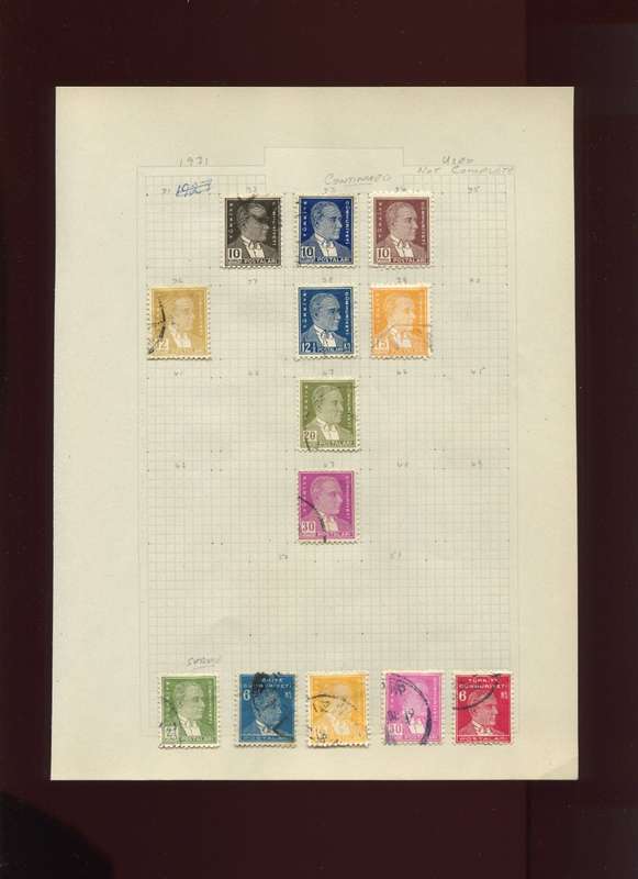 Turkey  - 13 Stamps Mounted On Old Album Page