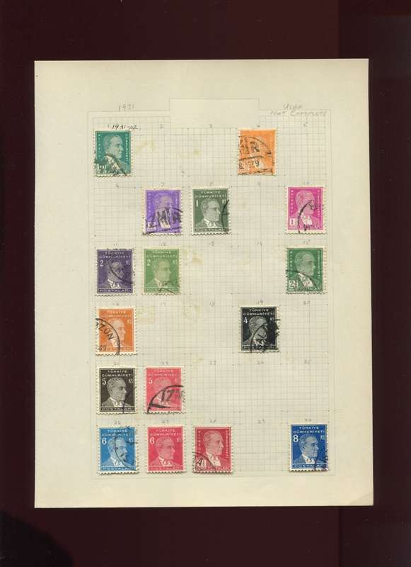 Turkey  - 16 Stamps Mounted On Old Album Page