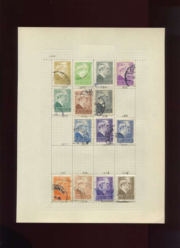 Turkey  - 14 Stamps Mounted On Old Album Page
