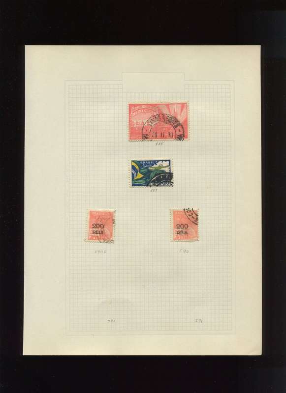 Brazil  - 4 Stamps Mounted On Old Album Page