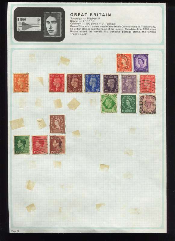 Great Britain  - 16 Stamps Mounted on Old Album Page