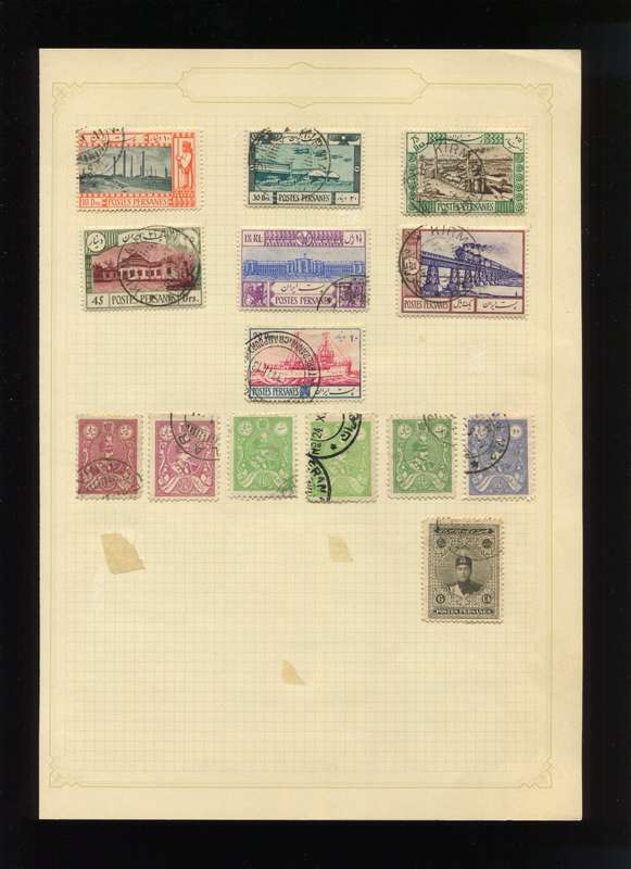 Iran - 14 Stamps Mounted on Old Album Page