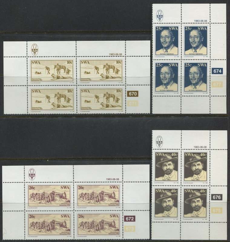 SWA - 4 Control Blocks of 4 - 1983 - MNH