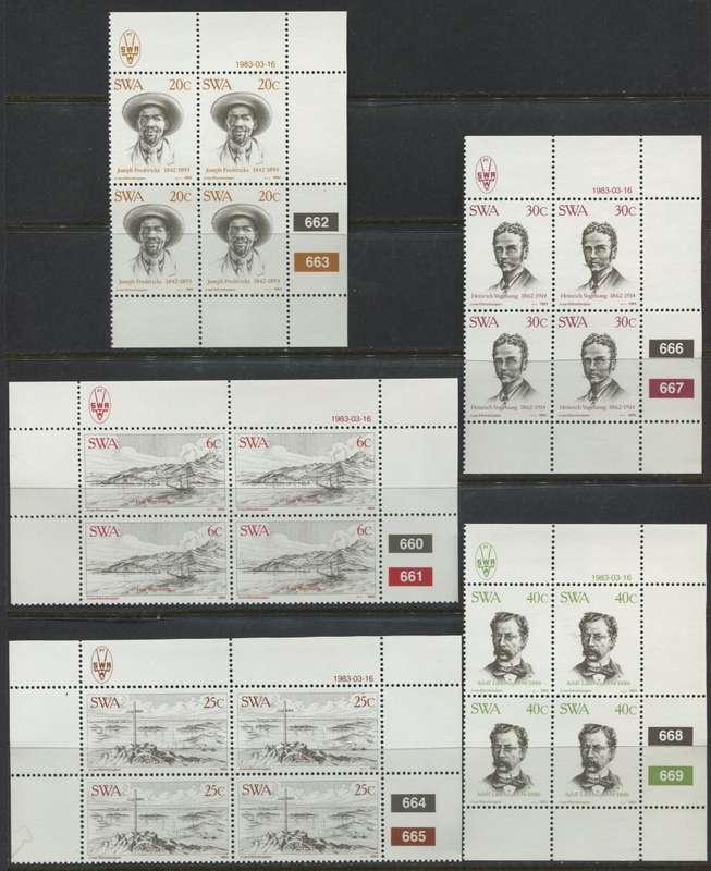 SWA - 5 Control Blocks of 4 - 1983 - MNH