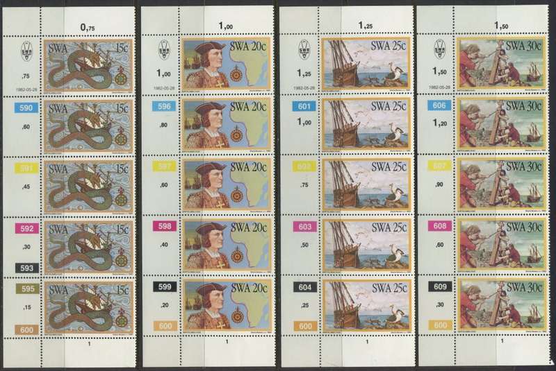 SWA - 4 Control Strips of 5 - 1982 - MNH