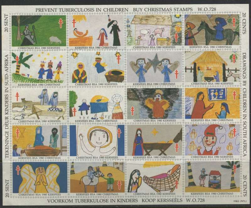 RSA - Christmas Stamps - Complete Sheet - Cinderella - 1980 - MM