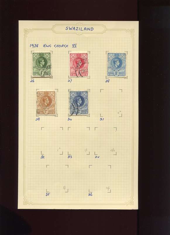Swaziland - 5 Stamps Mounted on Old Album Page