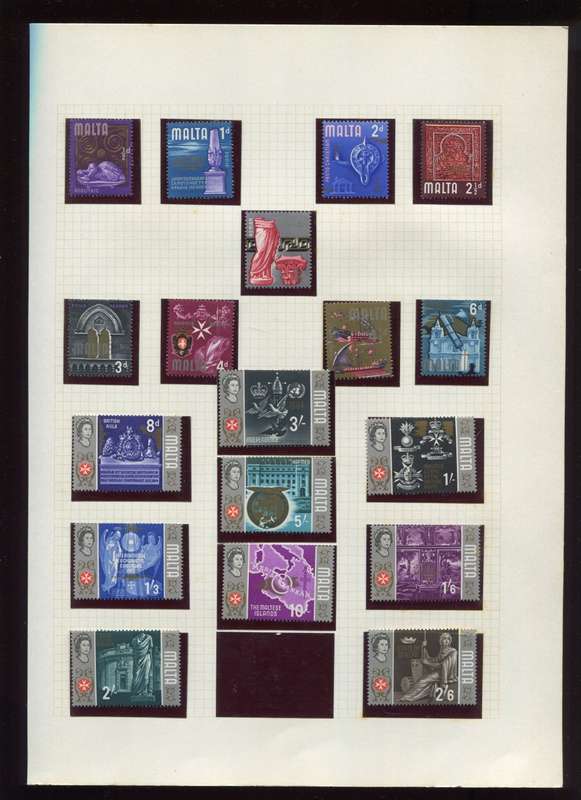 Malta - 18 Stamps Mounted on Old Album Page