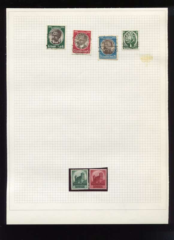 Germany - 6 Stamps Mounted on Old Album Page