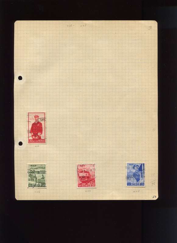 Norway - 4 Stamps Mounted on Old Album Page