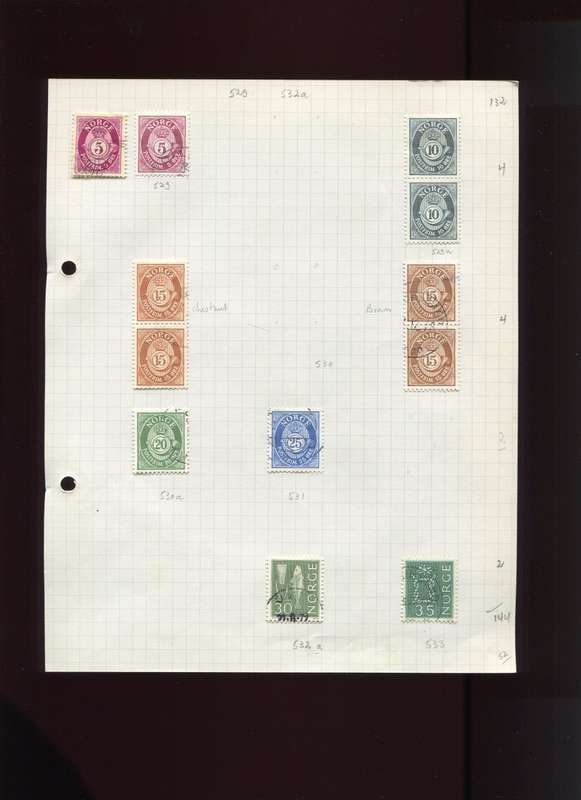 Norway - 12 Stamps Mounted on Old Album Page
