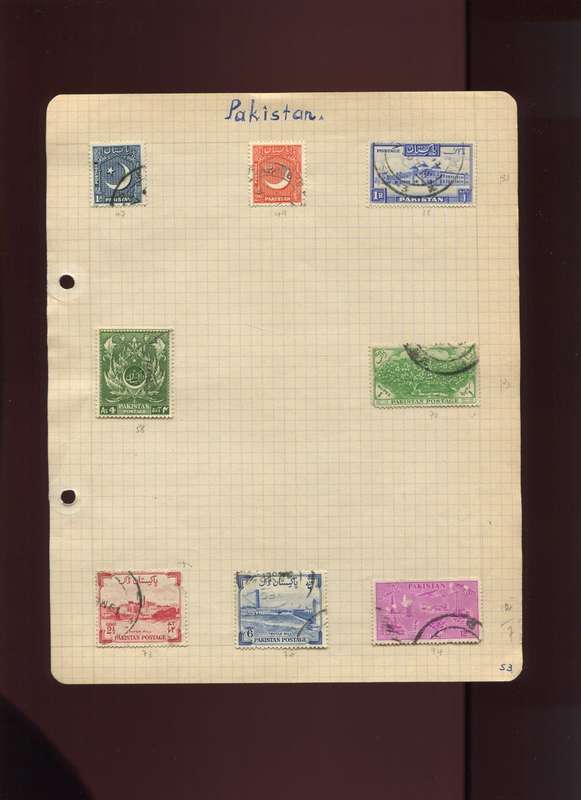Pakistan - 8 Stamps Mounted on Old Album Page