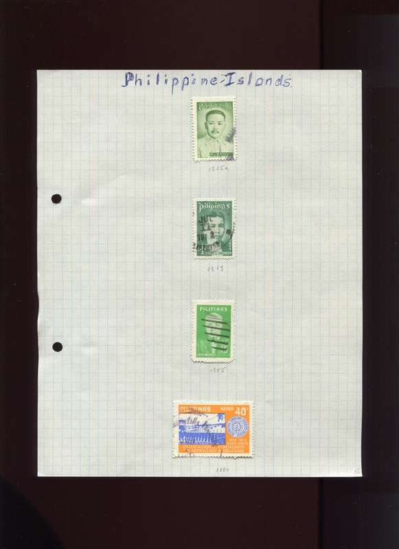 Philippines - 4 Stamps Mounted on Old Album Page