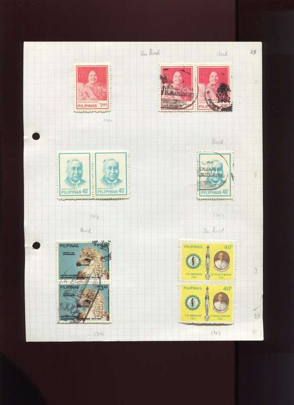 Philippines - 10 Stamps Mounted on Old Album Page