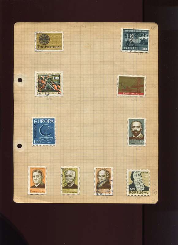 Portugal - 10 Stamps Mounted on Old Album Page