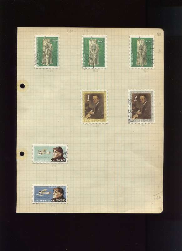 Portugal - 7 Stamps Mounted on Old Album Page
