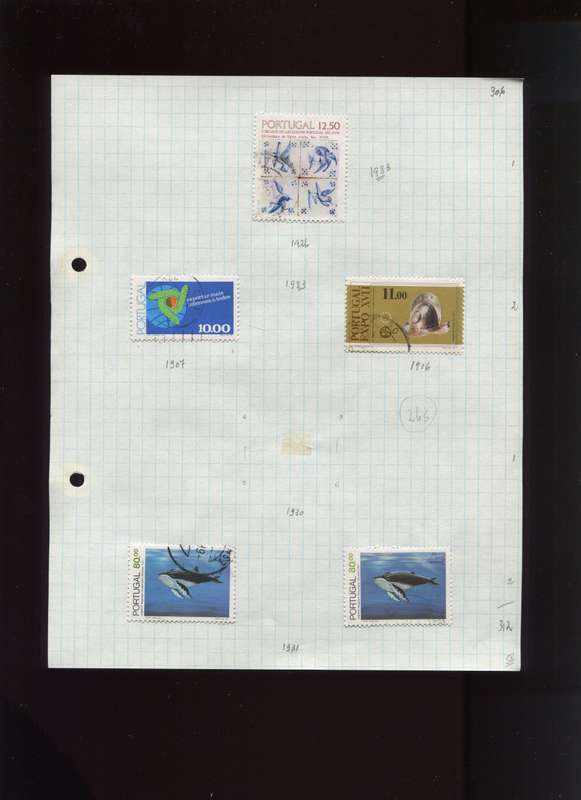 Portugal - 5 Stamps Mounted on Old Album Page