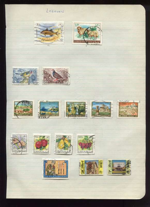 Lebanon - 16 Stamps Mounted on Old Album Page