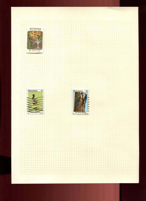 Botswana - 3 Stamps on Old Album Page