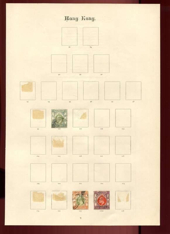 Hong Kong - 3 Stamps on Old Album Page