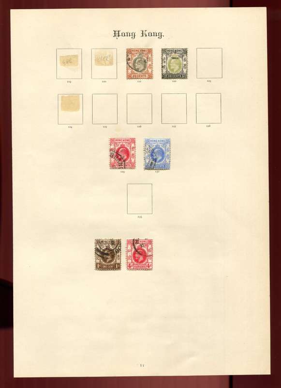 Hong Kong - 6 Stamps on Old Album Page