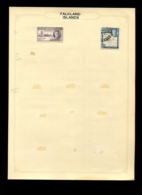 Falkland Islands  - 2 Stamps on Old Album Page
