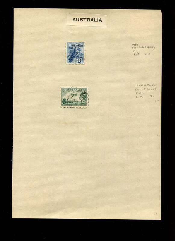 Australia - 2 Stamps on Old Album Page