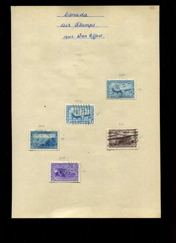 Canada - 5 Stamps on Old Album Page