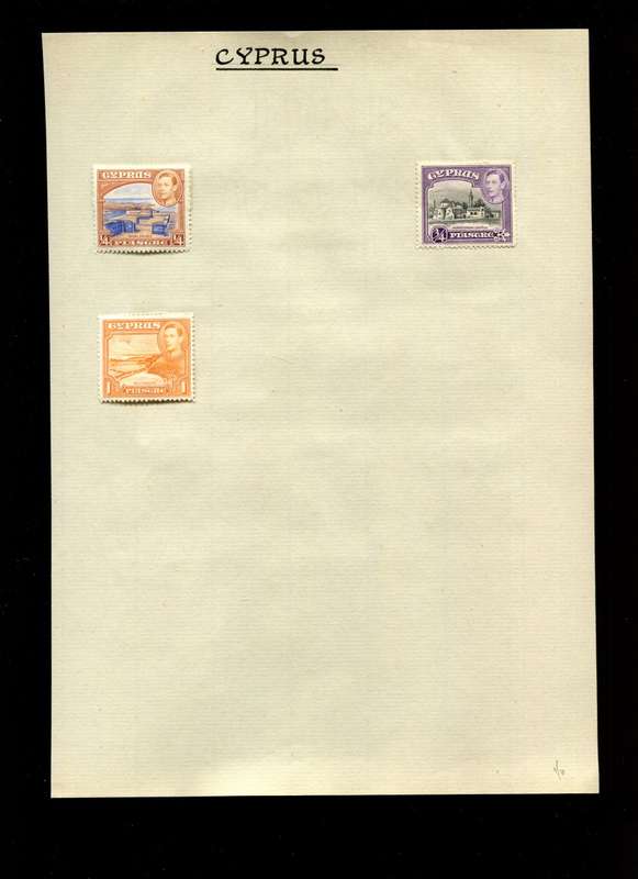 Cyprus - 3 Stamps on Old Album Page