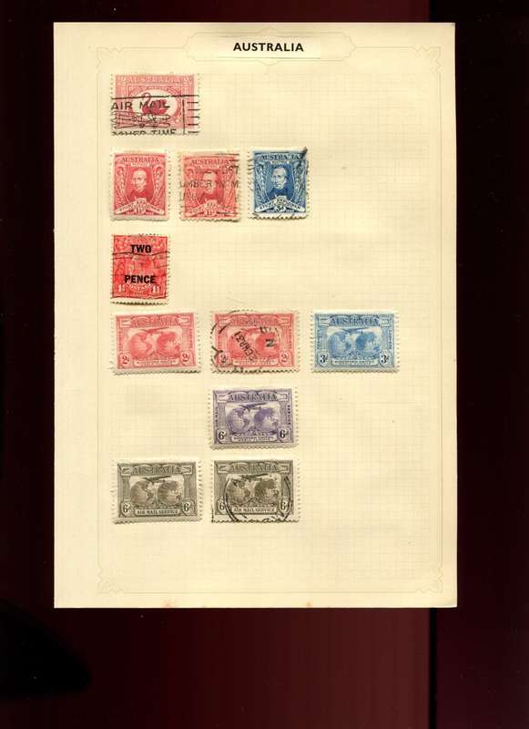 Australia -  11 Stamps Mounted on Old Album Page