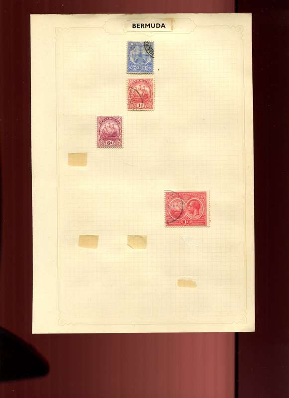 Bermuda -  4 Stamps Mounted on Old Album Page