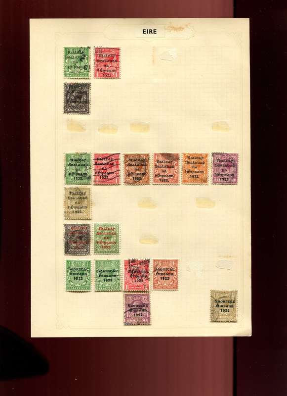 Ireland - 18 Stamps Mounted on Old Album Page