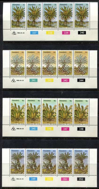 Transkei - Set of 4 Control Strips of 5 - 1980 - MNH