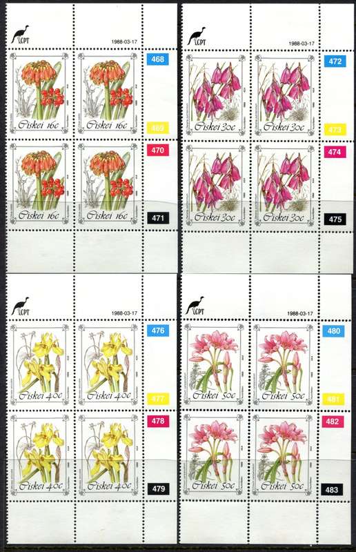 Ciskei - Set of 4 Control Blocks of 4 - 1988 - MNH