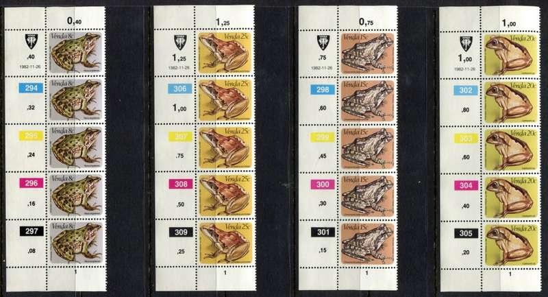 Venda - Set of 4 Control Strips of 5 - 1982 - MNH