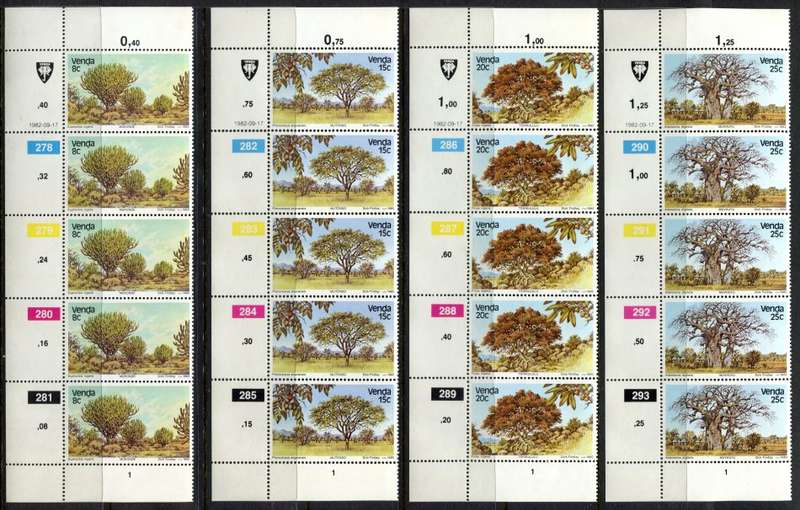 Venda - Set of 4 Control Strips of 5 - 1982 - MNH