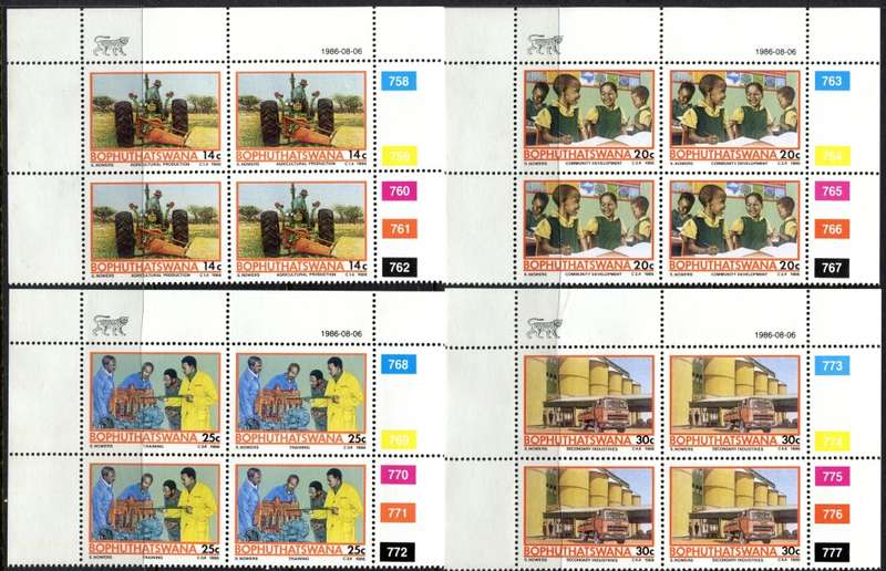 Bophuthatswana - Set of 4 Control Blocks of 4 - 1986 - MNH