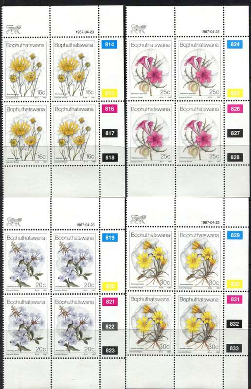 Bophuthatswana - Set of 4 Control Blocks of 4 - 1987 - MNH