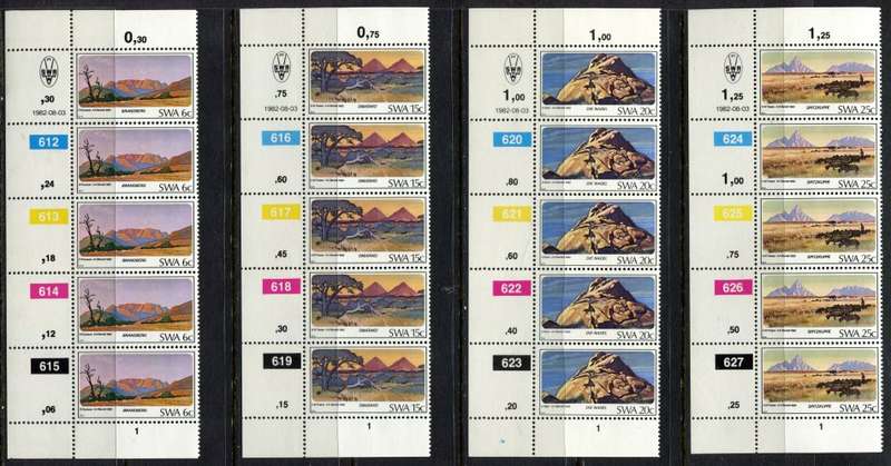 SWA - Set of 4 Control Strips of 5 - 1982 - MNH