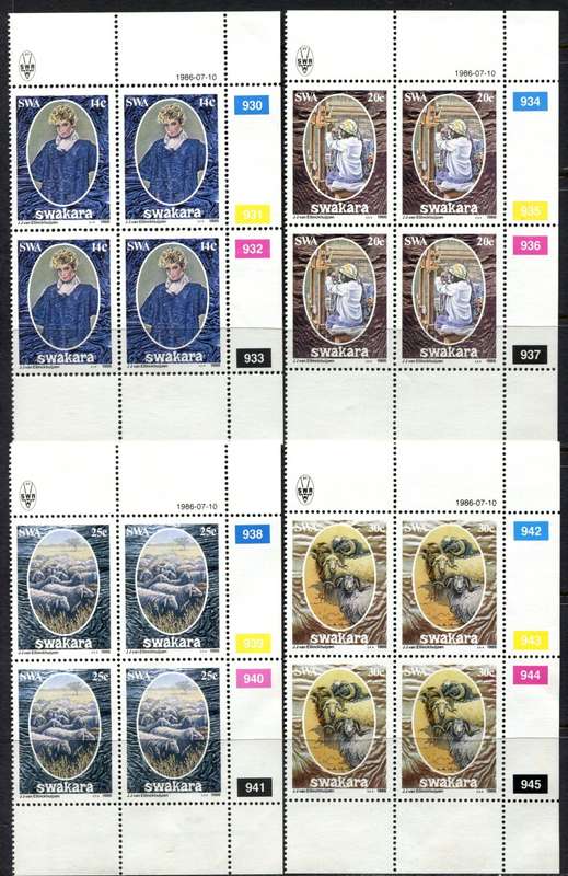 SWA - Set of 4 Control Blocks of 4 - 1986 - MNH