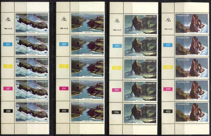 Transkei - Set of 4 Control Strips of 5 - 1980 - MNH