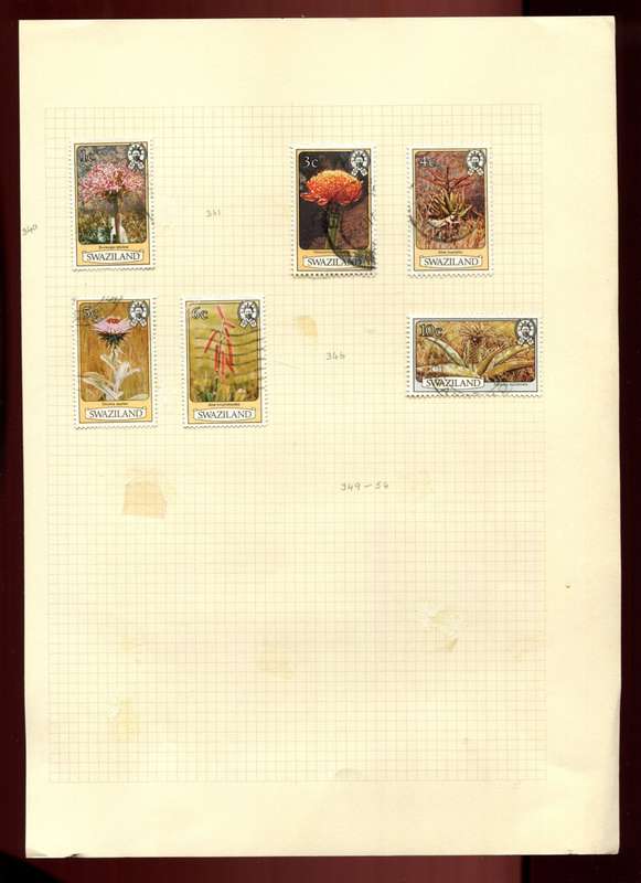Swaziland - 6 Stamps Mounted on Old Album Page