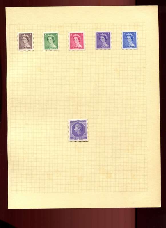 Canada - 6 Stamps Mounted on Old Album Page